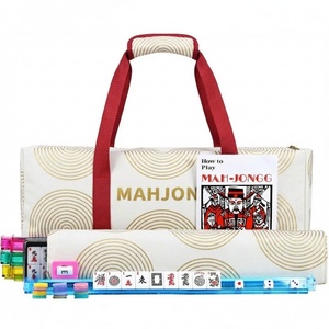 Sac de Mahjong Américain Pliable de Luxe en Toile, Ensemble Cosmétique Portable Trois Pièces, Grande Capacité, Support de Rangement Mahj-Tils, Multi-Couleurs - Product Image 4