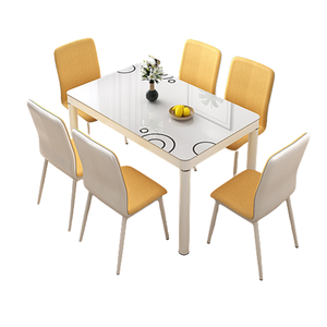 Ensemble <span class=keywords><strong>table</strong></span> et chaises de salle à manger, <span class=keywords><strong>table</strong></span> de salle à manger minimaliste pour petit appartement, <span class=keywords><strong>table</strong></span> de salle à manger <span class=keywords><strong>rectangulaire</strong></span> pour 4 <span class=keywords><strong>personnes</strong></span>, 6 <span class=keywords><strong>personnes</strong></span>, plateau en faux marbre - Product Image 1