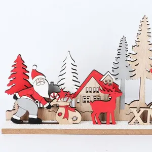 Letras de madera de Navidad con muñeco de nieve y Santa, decoración del hogar, 2023