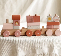 Train de tri de blocs empilables en bois, décoration de la maison, cadeau d'anniversaire pour enfant