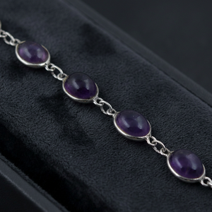 Elegante Pulsera con Dije de Amatista Natural en Plata de Ley, Joyería de Regalo de Lujo con Alta Calidad - Product Image 3