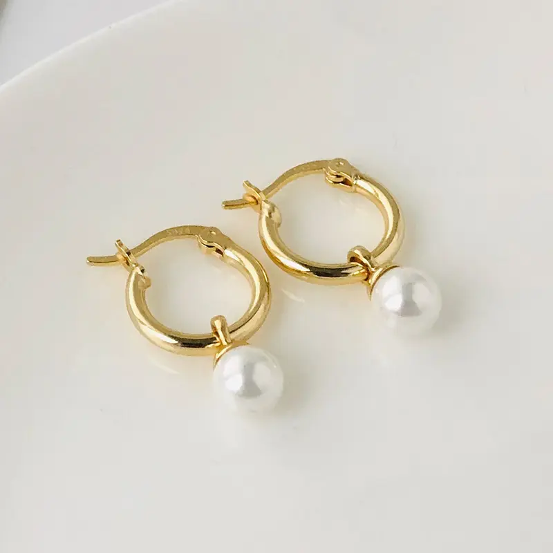 Elegant 925 Sterling Silver Fashion Dangling Drop Pearl Earring Vintage Freshwater Pearl Earrings for Girls