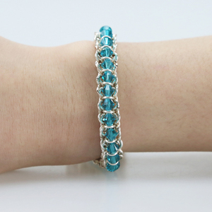 Zircon azul (diciembre de) de la columna de cristal de <span class=keywords><strong>Swarovski</strong></span> Chainmaille joyería alambre envuelto pulsera - Product Image 2
