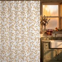 Rideau de Douche Imprimé Motif Arbre Vert Feuilles Jaunes Festival d'Automne 180*180 en PEVA Imperméable Anti-Moisissure Bon Prix Maison & Hôtel