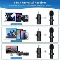 Microphones cravate pour diffusion en direct K15, moins chers, microphone cravate 3 en 1 pour appareil multifonction, microphone sans fil