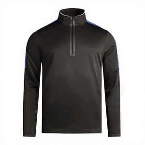 Haut de sport unisexe à manches longues pour homme, respirant, séchage rapide, polyester/coton, noir, avec fermeture éclair, coupe-vent, pour fitness - Product Image 3