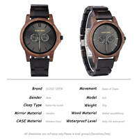 Montre-bracelet de luxe vintage pour homme en bois d'ébène et de noyer, avec affichage des phases lunaires et date, cadran à aiguilles, mouvement à quartz