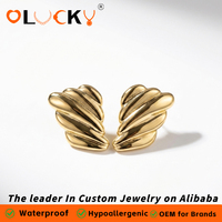 LUCKYJIU Fabricant de bijoux personnalisés, boucles d'oreilles en acier inoxydable plaqué or 18 carats, imperméables, en forme de croissant, pour femmes, à porter tous les jours