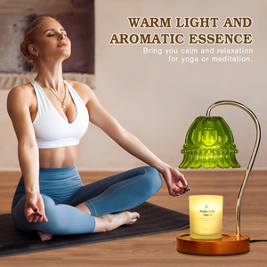 <span class=keywords><strong>Lampe</strong></span> chauffante électrique vintage à intensité variable pour chambre à coucher et <span class=keywords><strong>salon</strong></span>, cadeau de noël en bois et fleur en verre, prise AU standard - Product Image 3