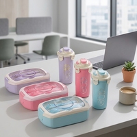 Kunststoff-Lebensmittelbox mit Fächern, Mikrowellengeeignet, Luftdicht, 800-1000ml Fassungsvermögen, Quadratische Form, Modernes Minimalistisches Design für Pendler