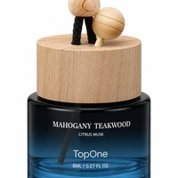Diffuseur de parfum de luxe pour voiture TopOne, parfum bois de teck et acajou, longue durée, flacon en verre rechargeable avec joint de précision