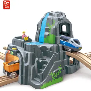 हेप खिलौने प्रकाश और ध्वनि पहाड़ सुरंग सेट स्लॉट लकड़ी ट्रेन खिलौने सेट रेलवे