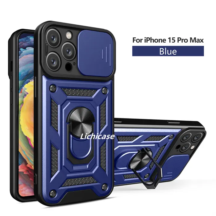 For Iphone 16 Pro Max Case with Ring Holder Slide window Anti Gravity Armor Phone Case For Iphone 15 Pro Max 14 Protection Cover