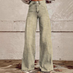2024 nueva llegada para <span class=keywords><strong>Amazon</strong></span> Venta caliente Anti-Denim Stripes Cross-Border pierna ancha pierna recta Micro-Flare Jeans Skinny metálico - Product Image 4
