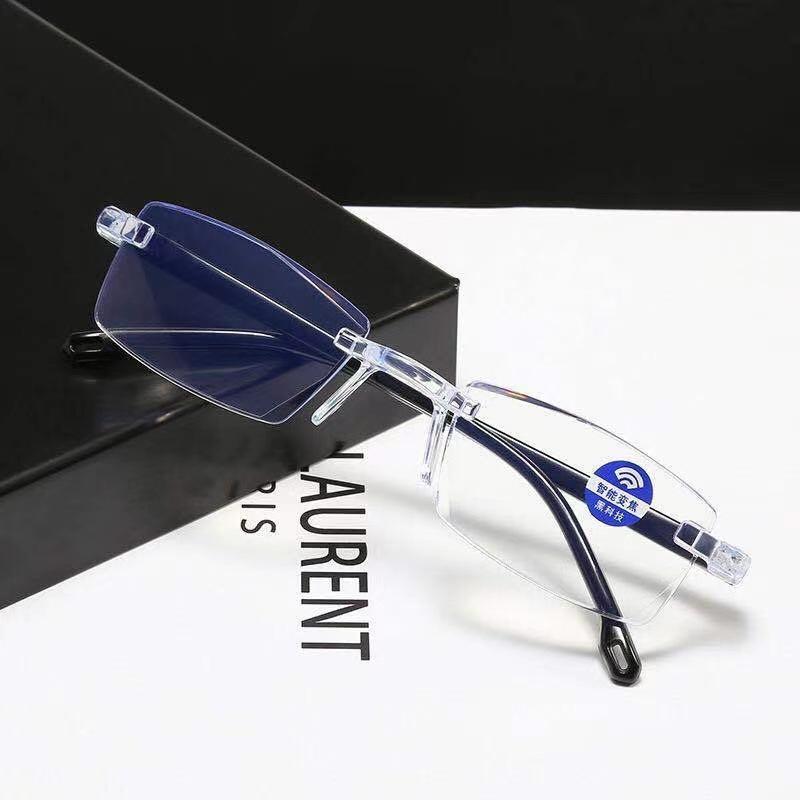 Custom logo Durable Flexible New HD Black Frameless Plain Unisex Fashion Anti Blue Light Reading Glasses for Men Women