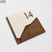Plaque de numéro de chambre d'hôtel de luxe personnalisée EZD, en bois 3D et acrylique, pour appartement, loft, signalétique murale
