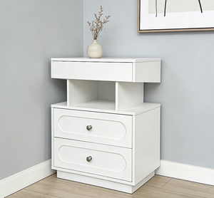 Table de chevet en bois moderne écologique en MDF blanc pour salon et chambre à coucher Commode à tiroirs - Product Image 2