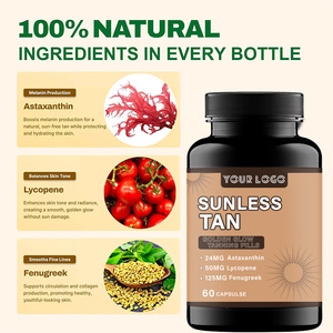 Complément de beauté naturel Capsules de bronzage sans soleil avec antioxydants Soutient l'éclat radieux de la peau et le teint uniforme Look ensoleillé toute l'année - Product Image 2