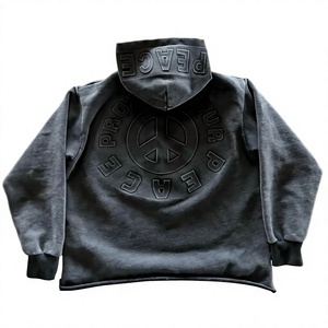 Sweat à capuche zippé en polaire pour homme, 100 % coton, effet vieilli, patch brodé, design délavé à l'acide, personnalisable, style vintage urbain - Product Image 5