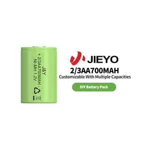 Jieyo NI-MH 1.2V 2/3AA 700mAh 원통형 배터리 NI-MH 2/3 AA 배터리 충전식 배터리 셀 손전등