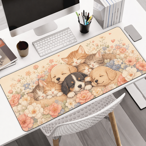 Tapis de souris pour ordinateur avec motif d'animaux mignons personnalisés, tapis de jeu imperméable avec base en caoutchouc antidérapante, tapis de clavier - Product Image 1