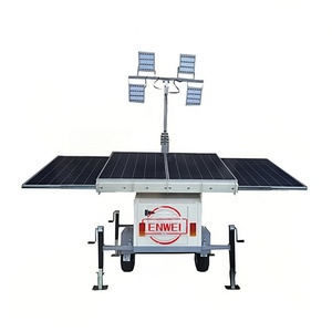 Tour de vidéosurveillance <span class=keywords><strong>solaire</strong></span> portable, remorque d'éclairage mobile pour systèmes de surveillance de la sécurité des parkings - Product Image 5