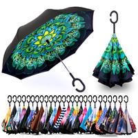 Memorytree Parapluie inversé inversé à l'envers avec poignée en forme de C Parapluies inverses Anti-UV Imperméable Coupe-vent
