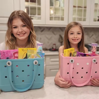 Sac de plage décontracté en EVA léger et imperméable pour filles, avec bouton décoratif, petit, lavable, pour breloques DIY