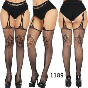 Venta al por mayor Sexy <span class=keywords><strong>medias</strong></span> de malla de red para mujer encaje detalle superior muslo <span class=keywords><strong>medias</strong></span> altas con liguero pantimedias sin entrepierna - Product Image 1