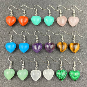 Con piedra de ojo de tigre Moda simple HZ Niñas Vendedores ambulantes Accesorios Material de piedras preciosas Estilo coreano Pendientes de corazón de cristal - Product Image 2