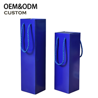 Boîte à tiroir portable de luxe bleu roi personnalisable avec doublure en éponge et corde, boîte cadeau coulissante en carton avec pelliculage mat