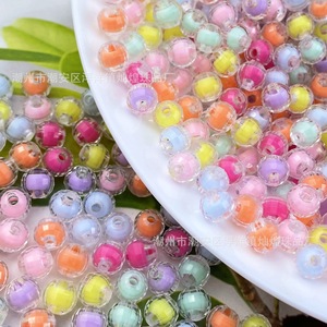 Perles acryliques transparentes colorées à l'intérieur, rondes, multi-facettes, pour la fabrication de bijoux, accessoires de bricolage, couleurs mélangées, 8mm - Product Image 3