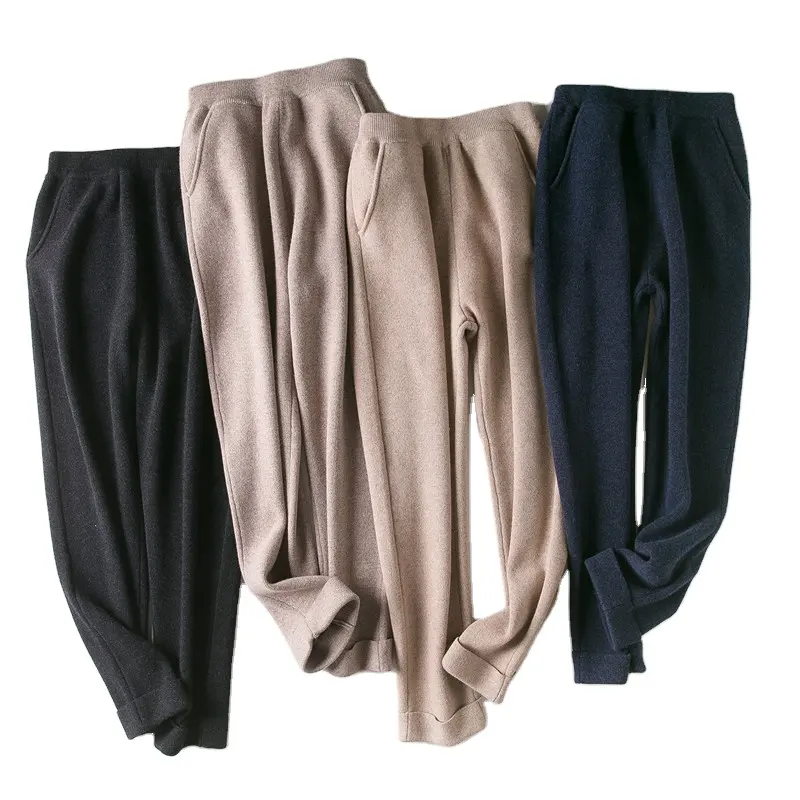 ผู้ผลิตOEM/ODMขายส่งกางเกงแคชเมียร์สตรีกางเกงวิ่งจ๊อกกิ้งสบายๆกางเกงถักแคชเมียร์