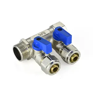 Hot Sale Floor Heating Parts Hot Water 16MM 18MM--3/4 forged Brass manifold for under floor heating 2ways 3ways 4ways