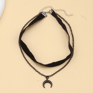 Collar de Moda con Colgante de Luna Negra, Aleación de Zinc, Diseño Geométrico, Varias Capas, Joyería para Fiestas, Origen Yiwu - Product Image 3