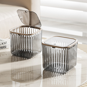 Desktop Trash Can Rectangular With Lid Mini Wastebasket For Home Office Desk Use - Product Image 1