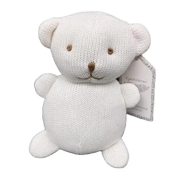 100% Baumwolle Strick wolle Bär Spielzeug weiches weißes Bär Puppe Spielzeug Kaninchen