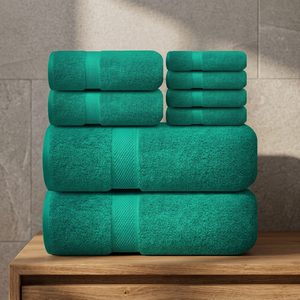 Emerald Green <b>Microfiber</b> Eco-Friendly Quick-Dry Bath <b>Towel</b> Set Solid Color Woven Rectangle Home Use Adult Size - Product Image 1