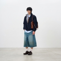Shorts en jean tissé trois-quarts pour homme, coupe droite, style streetwear décontracté, boutonnés, en denim mi-épais, 100 % coton, collection Printemps-Été 2026