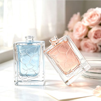 Flacon de parfum en verre vide de 50 ml à motif irrégulier avec bouchons de forme irrégulière, impression sérigraphique, flacons de parfum de luxe