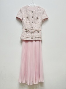 Nuevas llegadas <span class=keywords><strong>de</strong></span> Bettergirl para Ramadán 2026: Vestido largo informal <span class=keywords><strong>de</strong></span> chifón con lentejuelas rosas bordadas y patchwork <span class=keywords><strong>de</strong></span> tweed grueso. - Product Image 5