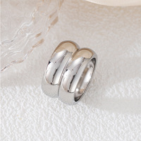 Großhandel Maßgefertigter Edelstahl 18K Vergoldeter Breiter Ring Anlaufgeschützt Doppelband-Design Glatter Unisex Hochzeits-Modeschmuck