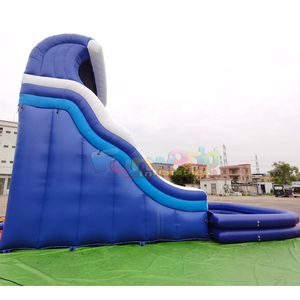 Toboggan aquatique gonflable bleu pour fêtes en plein air avec piscine amovible - Product Image 4