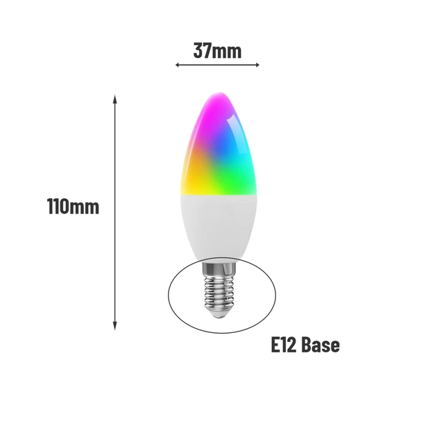 Smart Light Bulb App Control 2700K-6500K RGBCW+CCT Smart Bulb Google Home Homekit 5W E14 E12 LED Cozylife Wifi Candle Bulb Light