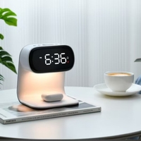 Creatieve draadloze oplaadbare LED-bureaulamp met snelladen, wekker en milieuvriendelijk nachtlampje voor telefoon