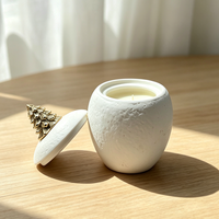 Bougie parfumée artisanale en pot en céramique, motif sapins de Noël dorés modernes, aromathérapie, respectueuse de l'environnement, non toxique, marque privée