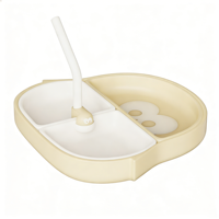 Assiette bébé en silicone détachable 2-en-1 avec forte ventouse, ensemble de vaisselle modulaire divisé pour la diversification alimentaire et les enfants d'âge préscolaire