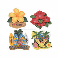 Aimants de réfrigérateur, en résine 3D, Souvenir hawaïen, fleur de Hibiscus rouge, Aloha, estival,