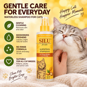 SILU Waterless Cat <strong>Shampoo</strong> Spray No Rinse Pet Grooming Cleaner with Shea Butter Honey Gentle Deodorizing Cat <strong>Shampoo</strong> OEM - Product Image 4
