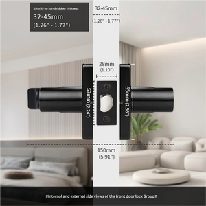 Gagang Pintu Interior Privasi Warna Hitam Matte, Tuas Persegi, Kunci Paduan Seng, Dapat Dibalik, Tanpa Kunci, Kunci Privasi untuk Kamar Tidur - Product Image 4